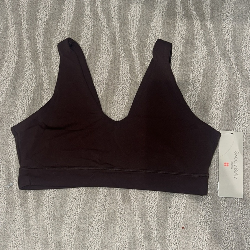 Sweaty Betty Ultimate Yoga Voop Bra Sable Brown Recycled Sweat Wicking Quick Dry - Picture 5 of 10